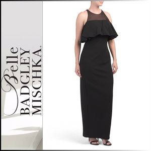 BADGLEY MISCHKA Illusion Halter Popover Gown 🆕